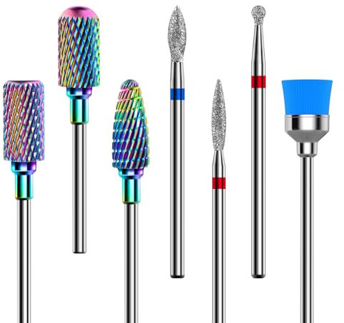MelodySusie 7*Embouts de Ponceuse à Ongles Pour Manucure et Pédicure, Pour Retirer Le Vernis/Gel et Repousser les Cuticules.