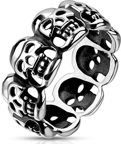 Paula & Fritz® Ring Herren Totenkopf 316L Chirurgenstahl Größe 59 (18,8) Schädelring Herren-Ring Freundschaftsring Partnerring Motivring Damenring