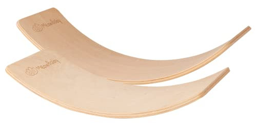 MEOWBABY Balance Board für Kinder -2 Set Kleinkind Wackelbrett 80x30cm und 60x30cm Balancierbalken aus Holz