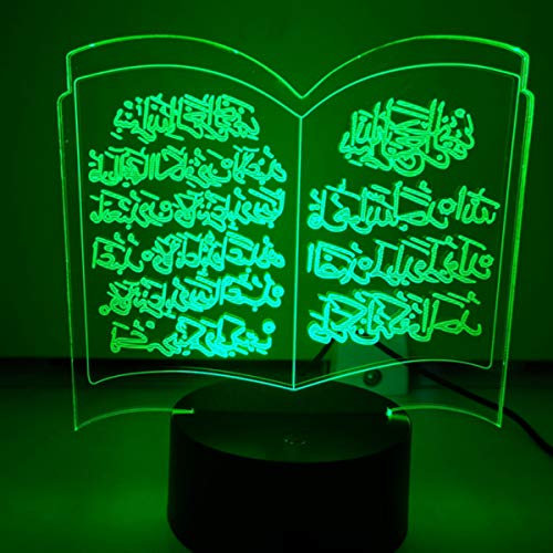 Jinson well 3D Islamischer Muslim Lampe optische Illusion Nachtlicht, 7 Farbwechsel Touch Switch Tisch Schreibtisch Dekoration Lampen mit Acryl Flat ABS Base USB Spielzeug