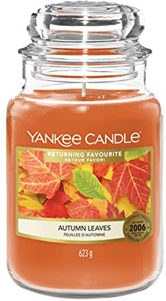 Yankee Candle Autumn Leaves Duftkerze, Glas, Orange, 10.7 cm, Groß