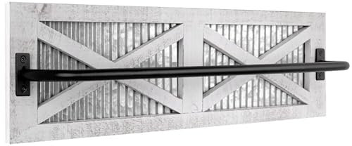 Autumn Alley Portasciugamani rustico in legno, porta asciugamani in stile rustico per bagno e cucina rustica, montaggio a parete, 61 cm, bianco rustico