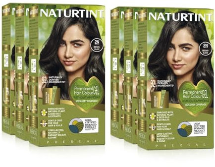 NATURTINT (SIX PACK) Permanent Hair Colour 2N Brown-Black | Ammonia Free | Vegan | 100% Grey Coverage | Long Lasting Results