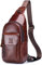 BULLCAPTAIN Echtleder-Schultertasche für Herren, mehrere Taschen, lässige Reise, Crossbody, Brusttasche, Wanderrucksäcke, Braun, 12.7x6.7x2.9, Sling Rucksäcke