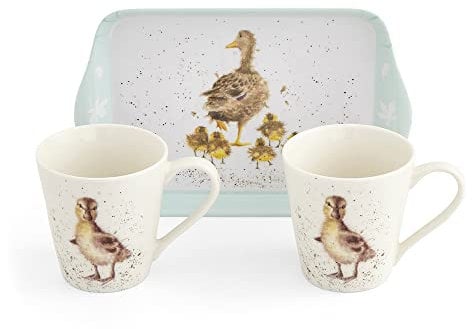 Portmeirion Home & Gifts Wrendale Designs Lovely Mum Duck & Ducklings Ceramic Mug and Tray Set by Royal Worcester, Multicolour (X0011659124)