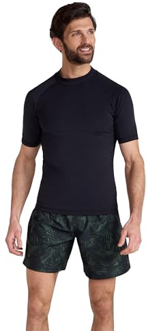 Mountain Warehouse Mens UV Rash Vest - Lightweight, Quick Drying & Stretchy T-Shirt with UPF 50+ & Flat Seams - for Spring Summer, Beach, Swimming & Water Sports Jet Black XXS