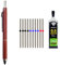 MROOFUL Stylo à bille multifonction rouge 4 en 1 en métal avec recharge de stylo à bille 3 couleurs et capteur de gravité