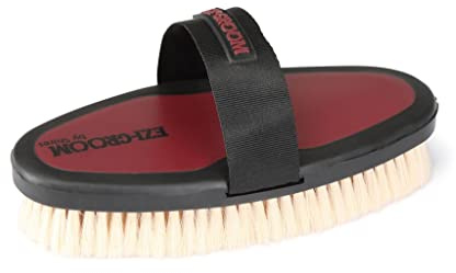 Shires Equestrian Ezi-Groom Grip Körperbürste mit Ziegenhaar, Burgunderrot