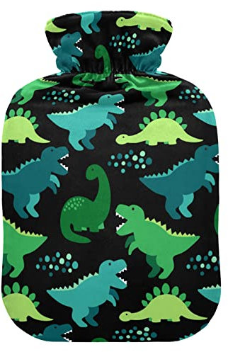 Cute Dinosaur Green Lovely Dinosaur Hot Water Bottle with Cover Hot Water Bottles for Pain Relief Hot Bottle Water Bag Heating Bottles for Neck and Shoulder Pain, 2L