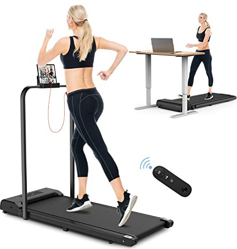 Dskeuzeew Laufband für Zuhause Joggen - Laufbänder Untertisch Laufgerät Elektrisch mit LCD-Display + Fernbedienung Tragbar Heim-Fitnessgerät (Schwarz, C1 Mit Klappbarer)