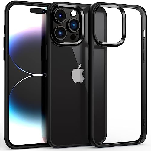 Supdeal Shockproof Clear Case for iPhone 14 Pro Max, [Not Yellowing] [10FT Military Drop Protection] Hard Clear Back Four Corner Airbags Drop Protection Phone Cover, 6.7 inch, Black