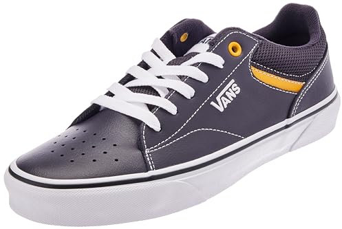 Vans Herren Seldan Sneaker, Leather Mesh Charcoal/Yellow, 43 EU