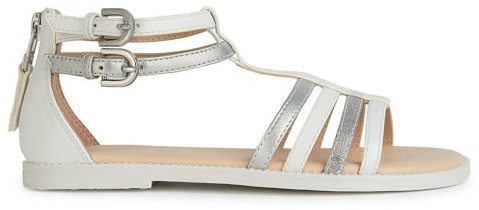 Geox J Sandal Karly Girl, Blanc Lt Silver, 37 EU