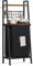 Furnulem 2 Tiers Laundry Hamper with Wooden Shelf and Hooks, Vertical Laundry Basket with Pull-Out and Removable Bag, Clothes Hamper with Divided Bag for Bathroom, Bedroom, Dorm