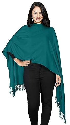 World of Shawls Super weicher Pashmina-Schal, petrol, 28 x 80 Inches