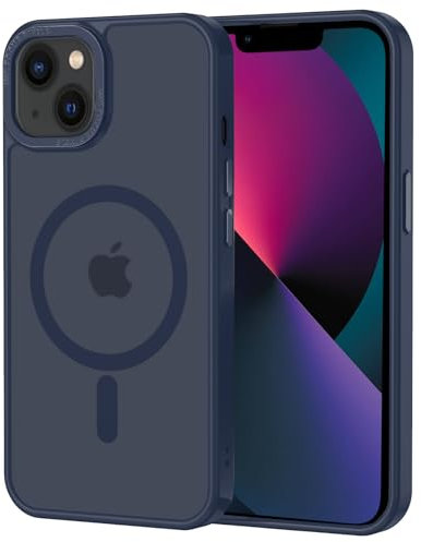 XTCASE Coque pour iPhone 13 Magnétique Compatible avec MagSafe, Étui Mat Translucide Minimaliste, PC Dur Housse Arrière Anti-Rayures + TPU Bumper Antichoc - Bleu