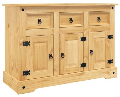 vidaXL Aparador, Armario Auxiliar de Almacenaje, Aparador de Comedor, Mueble para Salón Cocina Pasillo, Madera Maciza de Pino Mexicano