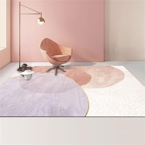 RUGMRZ Teppich Rund Wohnzimmer Area Rug Lila rosa Teppichmädchen Zimmerdekoration ist einfach zu pflegen Teppich Bett 60 x 90 cm