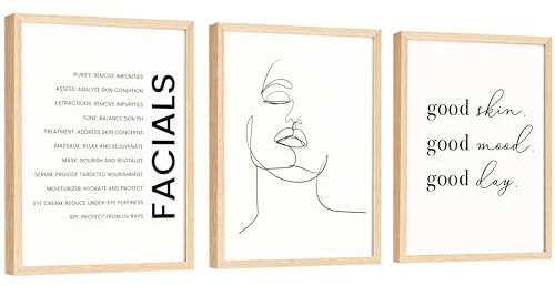 EXCOOL CLUB Esthetician Decor for Spa Room - 12x16 Esthetician Room Decor Aesthetic Pictures, Skincare Spa Poster Beauty Salon Decorations, Minimalist Facial Line Art Wall Decor for Bedroom (UNFRAMED)