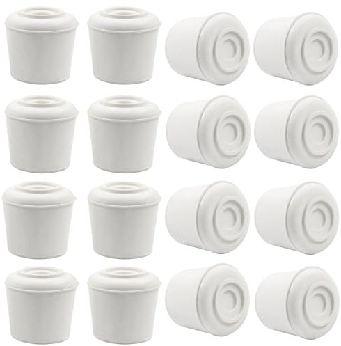 Suiwotin 16 runde Stuhlbeinkappen, 2,2 cm, rutschfeste Gummi-Stuhlbein-Bodenschoner, weiße Möbelbeinkappen, passend für runde Füße mit 21–22 mm Durchmesser