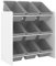 Kids Toy Organiser Storage Unit 9 Boxes Removable Bins Freestanding Toy Organizer White/Grey 65 * 26.5 * 60 cm