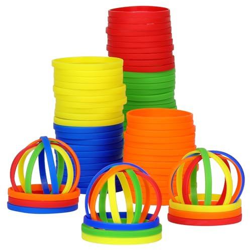 LVNRIDS 50 pezzi Braccialetti in silicone Multicolore, 18 cm Lunghezza Braccialetti Elastici in Gomma per Bambini e Ragazzi, Bracciale Colorati per Feste, Eventi, Festival Musicali, Sport