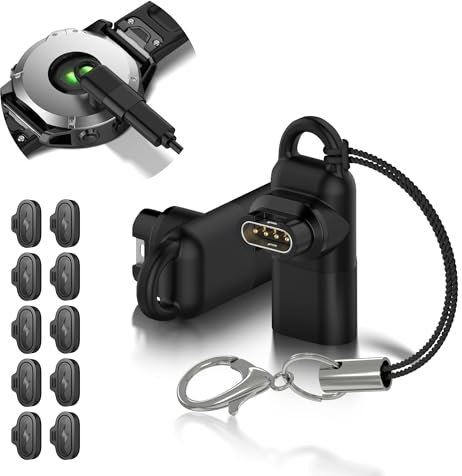 Ermorgen [2+10 Set USB C Adapter Kompatibel für Garmin vivoactive 6/5 /Forerunner 165/965/955/265/265S/255/Fenix 8/Fenix 7/7S 7X/Venu 3/3S/2/2S,Ladeadapter für die Meisten Garmin - Schwarz