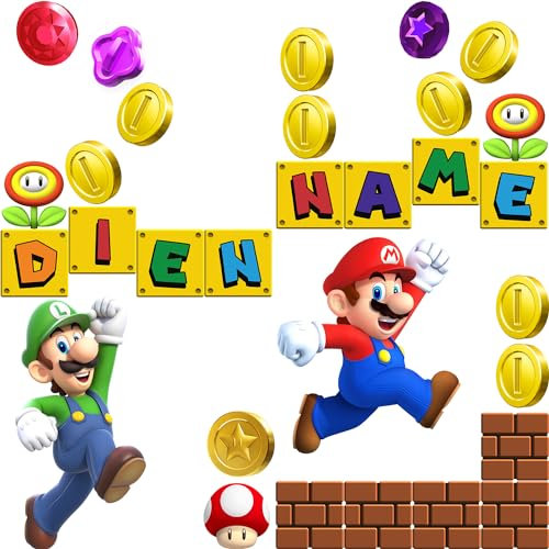 Mario Name Wandtattoo Alphabet 3D für Kinderzimmer Dekor Schlafzimmer Wandaufkleber