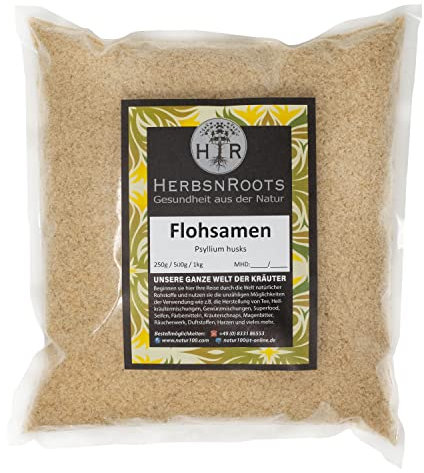 Flohsamenschalen 1000g • natürliche Ballaststoffe • 100% Natur • Vegan • Erste Wahl Flohsamen gemahlen • hoher Wirkstoffanteil • HerbsnRoots