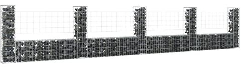 Tino Tech Gabione U Form aus Eisen 500x20x100 cm Silber Steinkorb Gabionen Körbe Gabionen Zaun Gartenmauer Gabione aus Metall Garten Gabione Pflanzenwand Gabionen Gitter