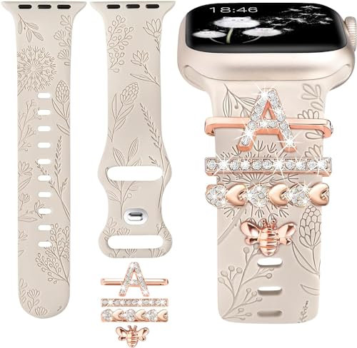 Vomkela Compatibile con Apple Watch Band 41/40/38/42/44/45/49 mm, anelli decorativi in silicone per iWatch Ultra 2,9/8/7/6/5/4/3/2/1/SE, 38mm/40mm/41mm, Silicone