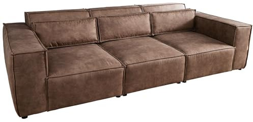 Riess Ambiente Design 3-Sitzer Sofa Bossa NOVA - 260cm - antik Taupe - Microfaser inklusive Kissen 3er Sofa Couch XXL-Sofa XXL-Couch Rundum-Bezug Polsterung