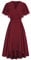 CURLBIUTY Damen Elegant Chiffonkleid V-Neck Cape Ärmel A-Linie Cocktailkleid Knielang Kleider Rotwein 36