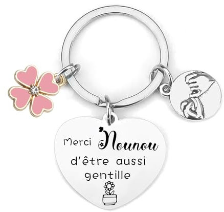 MNBVBV Porte clés Nounou Cadeau Nounou fin d'année Porte-clefs Nounou Cadeau Anniversaire porte-clés Nounou porte cle super nounou (4)