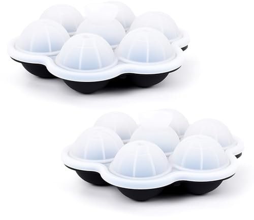 DAWRIS 2 Stück Eiswürfelform Silikon Rund Eiskugelform Runde mit Deckel 7 Eiswürfel Kugeln 5CM Eiskugelformer Kugel Groß Eiswürfelbehälter Eiskugel Ice Ball Maker Eiskugeln Silikonform für Getränke