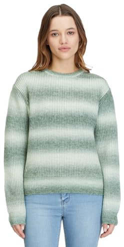 Ragwear Damen Stickpullover Fifina Pullover Strick O-Neck Rundhals gestreift (DE/NL/SE/PL, Alphanumerisch, S, Regular, Regular, Dusty Green)