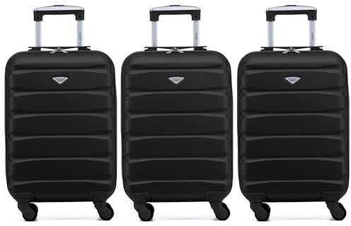 Flight Knight 3er-Pack Leichte 4-Rad-abs-hartschalenkoffer Handgepack, Zugelassen Fur Uber 35 Fluggesellschaften, Einschließlich Easyjet, Maximale Große Fur KLM Und Air France 55x35x25cm