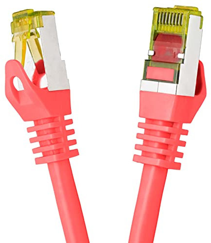 BIGtec LAN Kabel 0,15m Netzwerkkabel CAT7 Ethernet Internet Patchkabel CAT.7 rot Gigabit doppelt geschirmt Netzwerke Modem Router Switch 2 x Stecker RJ45 kompatibel zu CAT.5 CAT.6 CAT.6a CAT.8