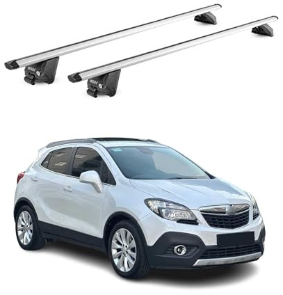 OMAC Dachträger für Opel Mokka 2012-2019 Silber Aluminium | TÜV geprüft, bis 100 kg Traglast, T-Nut-Befestigung, für integrierte Dachreling geeignet, Querträger, Grundträger