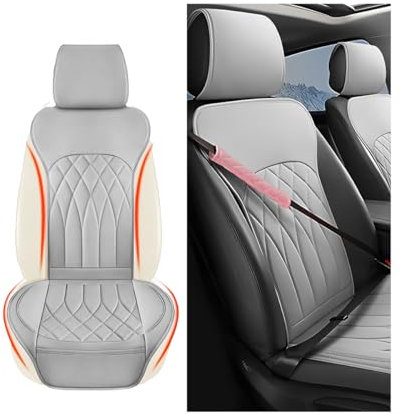JNNJ Coprisedili Auto Anteriore, Coprisedili Auto Resistenti, Accogliente Coprisedile Universale Auto Pelle, Anti Scivolo Coprisedile Singolo Schienale, Protezione Ideale per Seggiolino Autos(Grigio)