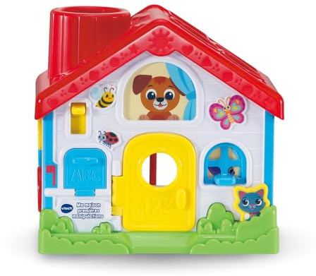 VTech Ma Maison Premières Manipulations, Jouet d'Éveil Bébé dès 9 Mois | Jouet de Manipulation Bébé avec Trieur de Formes, Jeux d'Éveil et 10 Pièces de Jeu