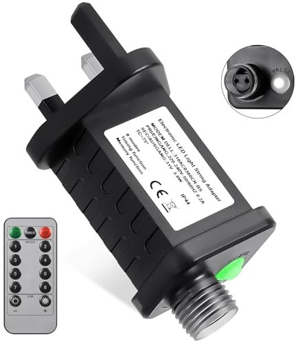 AXFEE 31V 3.6W Transformer Plug, IP44 LED Power Supply Adapter with 8 Lighting Modes, Memory and Timer Function, LED Power Transformer for Christmas Lights, Fairy Lights, Icicle Lights, Net Lights