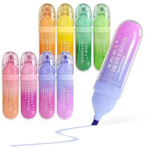 Four Candies 8PCS Textmarker-Set, süßes Pastell-Textmarker-Set, trocknet schnell weiche Keilspitze, Bibel-Textmarker in verschiedenen Farben, kein Auslaufen, ästhetische Textmarker für Schule und Büro