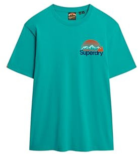 Superdry, T.Shirt CL Great Outdoors Chest Tee, M1012175A, Blue Grass, XL, Man, Adulto