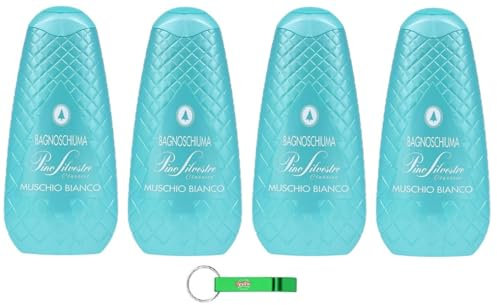4x Pino Silvestre Duschgel Classico Weißes Moos Badeschaum Bath Foam Bagnoschiuma,Duschgel 750ml + Beni Culinari Kostenloser Schlüsselanhänger