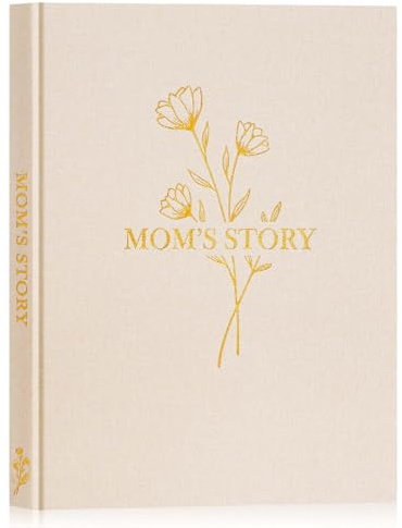 Lanpn Mom Life Story Bokdagbok med 270+ uppmaningar, linne inbunden mor berättelse guidad dagbok, mamma minne minnesbok att fylla i, mors dag födelsedag julklapp till mamma, beige