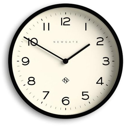 NEWGATE® Number Four Echo wanduhr | Moderne runde Uhr | 30cm | Schwarz | Leicht lesbare Zahlen | Ideal für küche, Wohnzimmer oder büro