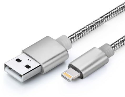 Status USB A to 8-Pin Charge Cable, 1M –High-Speed Data Sync, Silver Metal, Durable Design (Pack of 1) (AT8P1MMSL10)