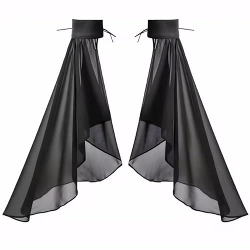 RUNRAYAY Schwarze, viktorianische Damen-Tüllhandschuhe, Gothic, schwarze Spitze, Chiffon, abnehmbare Ärmel, Vampir Hexen-Cosplay-Kostüm