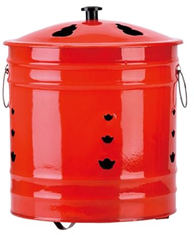 Mihauuke per Bruciare all'Aperto con Coperchio - Barile Per Fuoco Manico Ergonomico | Contenitore Antiscintilla per Interni Esterni Terrazzo Giardino Balcone Campeggio Spiaggia